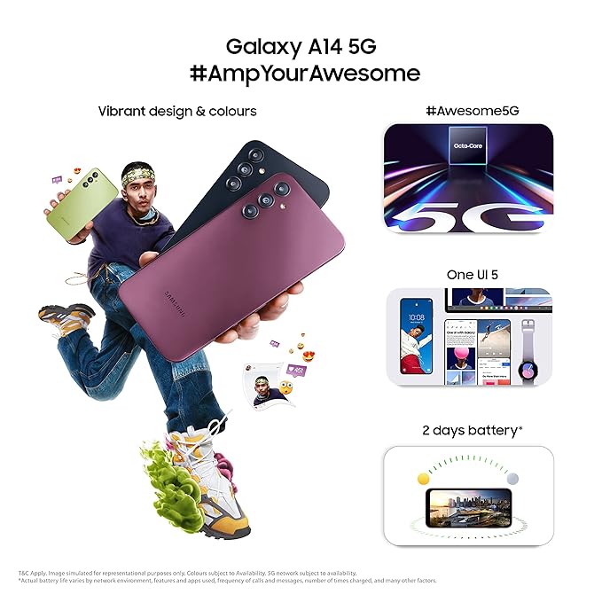 Samsung Galaxy A14 5G (Black, 6GB, 128GB Storage)